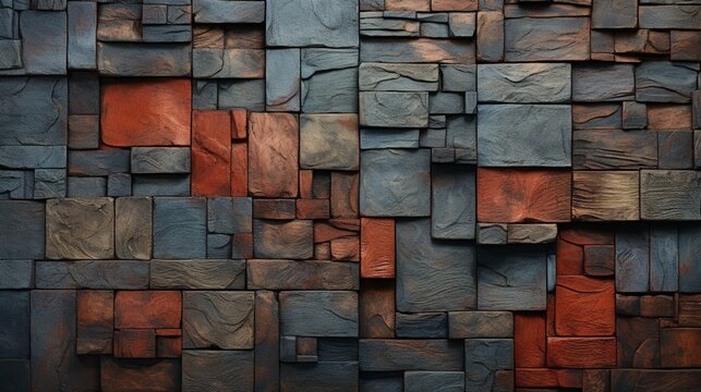 an intriguing mixed-color background by melding the textures of wood, stone, and metal in a harmonious composition.