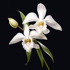 beautiful white orchid on black background