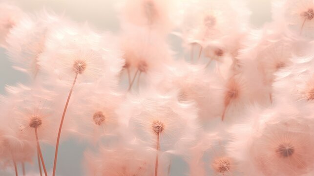 A captivating closeup showcasing the delicate fluff of a dandelion against a soft background, embodying minimalism and the fragile beauty of nature.