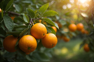 Orange fruit with green leaves on the wood. Home gardening. Mandarine oranges. Tangerine oranges. Orange color. Fresh orange juice.