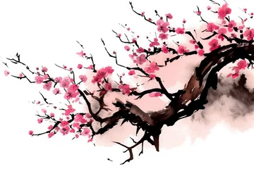 Fleecedeken met foto color sakura branch on background © Tidarat