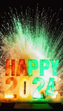 Happy 2024 vertical image collage animation