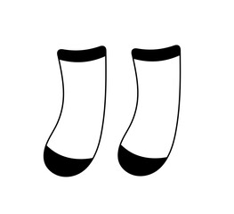 Vector isolated cute children's socks pair colorless black and white contour line easy drawing
