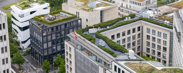 Poster Aerial view of Berlin with green rooftops in Germany Europe © HildaWeges