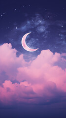 Obraz na płótnie Canvas sky, blue, moon, night, nature, dusk, evening, bright, twilight