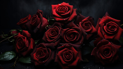 dark roses bouquet wallpaper