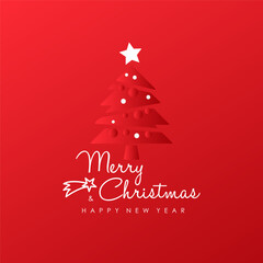 merry christmas card with christmas tree