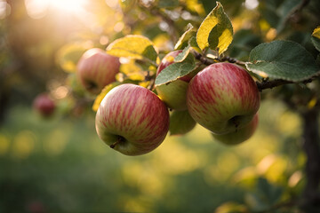 fresh apples. harvest of fresh organic apples. apple orchard with beautiful sunlight.