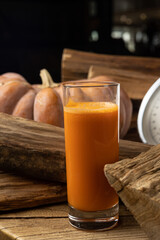 Pumpkin fresh on a wooden table