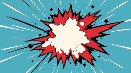 Red Comic Boom Explosion Cloud Artwork for a Colorful Pop art. Visual Dynamism. Old fashioned comic book icon for punch word - obrazy, fototapety, plakaty