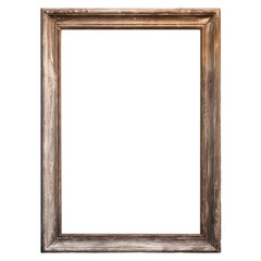 Natural Wooden frame photo with empty blank canvas. PNG cut out Isolated on transparent background