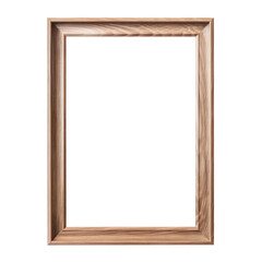 Natural Wooden frame photo with empty blank canvas. PNG cut out Isolated on transparent background