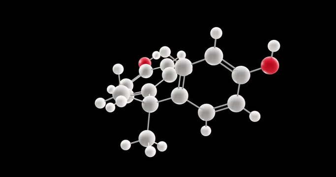 Bisphenol a molecule, rotating 3D model of bpa, looped video on a black background