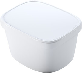 Blank white square plastic container for meal product isolated on plain background.
