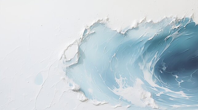Fototapeta White and blue minimalist waves. Bright colors paint art illustrations. Beauty of sea waves. 
