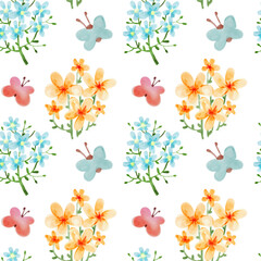 cute watercolor floral seamless pattern