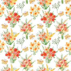 cute watercolor floral seamless pattern