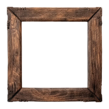 Natural Rustic frame photo with empty blank canvas. PNG cut out Isolated on transparent background