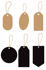 Vector empty price tags. Yellow price tags png. Template of price tags, labels, tags png. Paper discounts on an isolated transparent background.