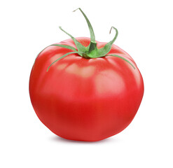 One red ripe tomato isolated on white