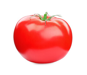 One red ripe tomato isolated on white