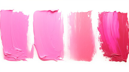 Abstract Pink Paint Strokes of Various Shades with Visible Paint Texture, Against a White Background, Creating a Dynamic and Textural Artistic Display
