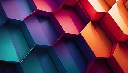 3d hexagonal with full color and futuristic