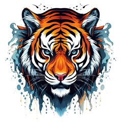 tiger head t shirt design illustration art style