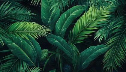 Poster Background with green vibrant palm leaves. © Vitaly Art