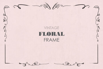Vintage beautiful flower background, monochrome, unique frame sketch