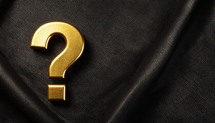  Golden 3D Question mark symbol on dark bg. When, What, How Icons.