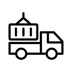 cargo truck line icon illustration vector graphic. Simple element illustration vector graphic, suitable for app, websites, and presentations isolated on white background