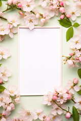 Fototapeta na wymiar A frame of apple blossom with copyspace