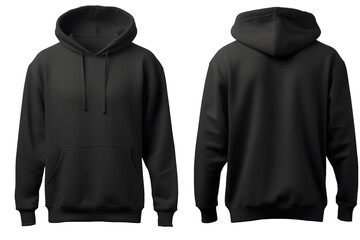 Unisex blank black hoody, Blank hooded sweatshirt mockup - obrazy, fototapety, plakaty