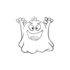 helloween funny ghost line art logo artwork