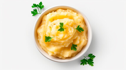 Mashed potatoes in a plate isolate. Selective focus.