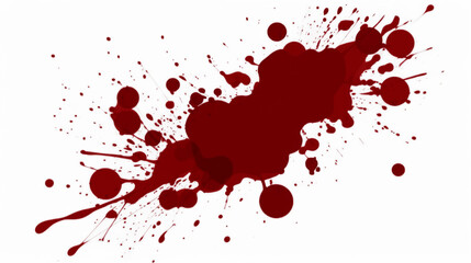 Blood Splatter and drops. Red liquid splash on white background. Bloody love.