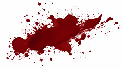Blood Splatter and drops. Red liquid splash on white background. Bloody love.