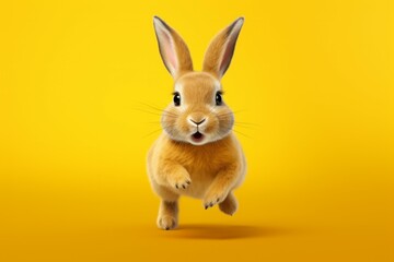 Obraz premium realistic 3d rabbit on yellow background