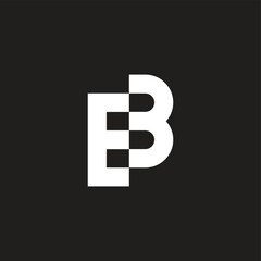 letter be linked simple geometric logo vector