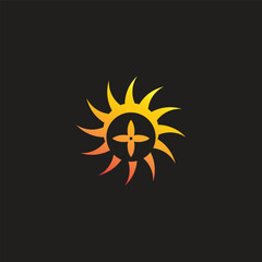 sun natural therapy plus symbol logo vector