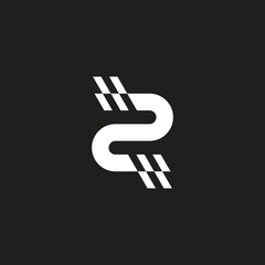 number 2 stripes race flag road logo vector