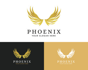 Golden eagle phoenix wings logo