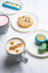 Handmade desserts on a white background, close-up