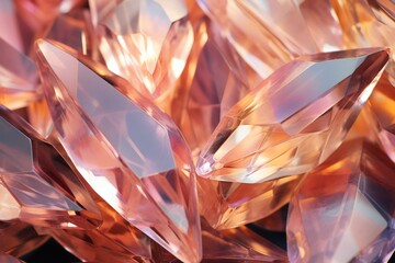 pink translucent crystals close-up, natural minerals