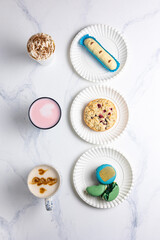 Handmade desserts on a white background, close-up