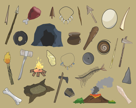 Discover a curated Microstocks Vector Collection featuring prehistoric artifacts. 