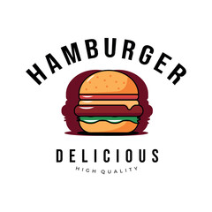 delicious hamburger logo vintage vector illustration design