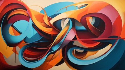 an image of a modern, abstract wall painting with bold colors