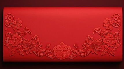 A blank Guochao Wenchuang solid color paper red envelope, designed by Chinese senior packaging designer, Chinese red, bright red, Clean color background, 8k image quality, 32K UHD